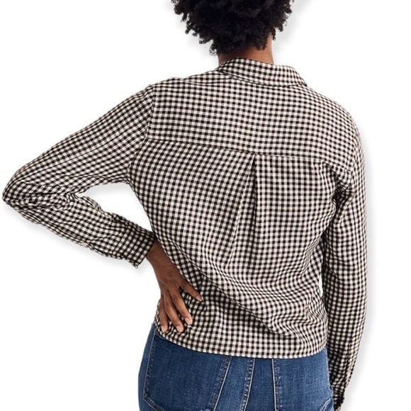 MADEWELL Flannel Tie Front Gingham Button Down Shirt Size S NEW - Picture 3 of 8